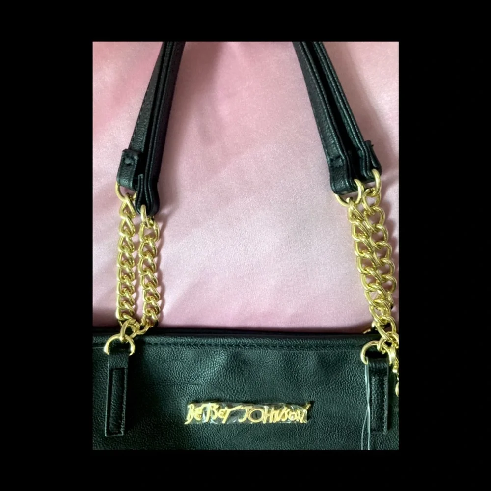 Betsy Johnson Large Black Studded Pins Tote w/ Small Crossbody. NWT! - Picture 16 of 16